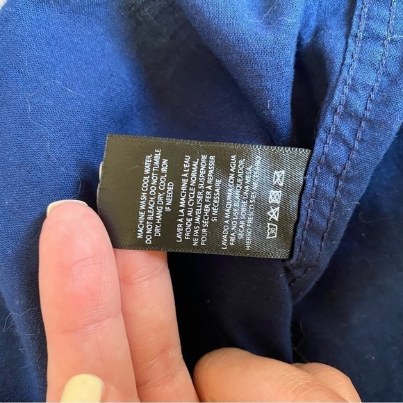 Onia Men’s Button Down Shirt Size M Navy Casual Short Sleeve Shirt Linen Blend - Picture 6 of 8